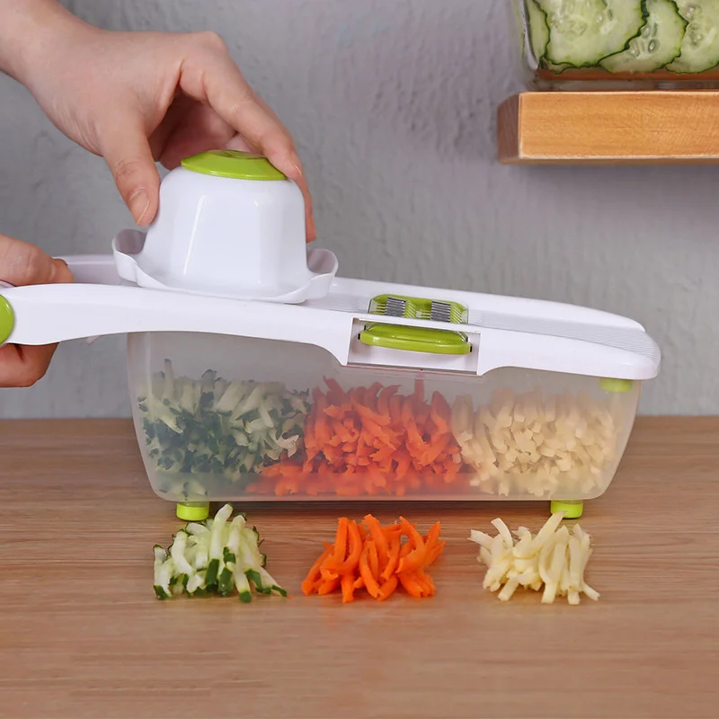 Kitchen Manual Vegetable Cutter Slicer 8 One Stainless Steel Interchangeable Blades Peeler Carrot Grater Dicer Mandoline Potato