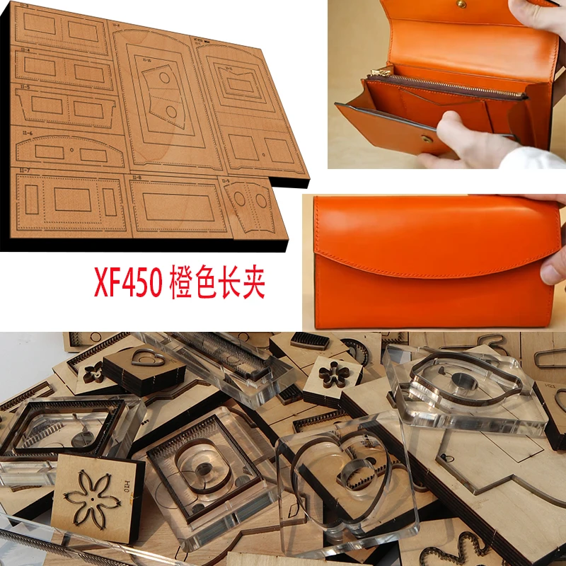 

New Japan Steel Blade Wooden Die Wallet with long clip Leather Craft Punch Hand Tool Cut Knife Mould XF450