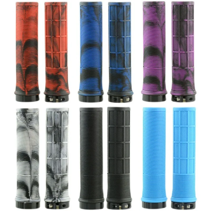 1 Pair TPR Bicycle Handlebar Grips Anti-Skid MTB Cycling Hand Rest Bar End Comfy Hand Feel Shock-absorbing Bike Grips