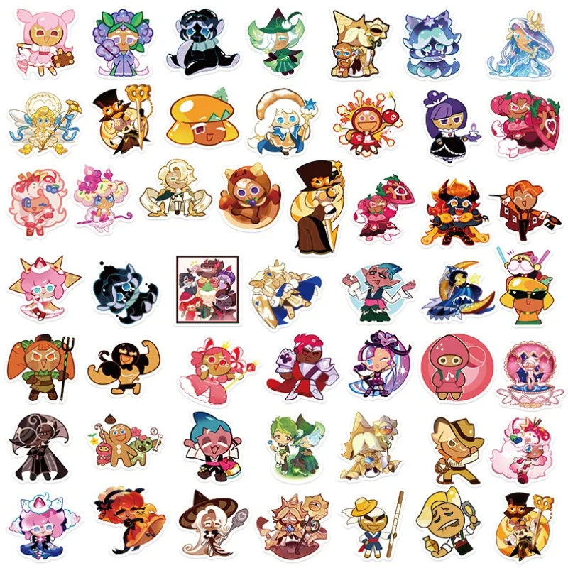 50pcs ‌Cookie Run: Kingdom Cartoon Sticker Luggage Car Water Cup Stationery Mobile Phone Laptop Refrigerator Decoration