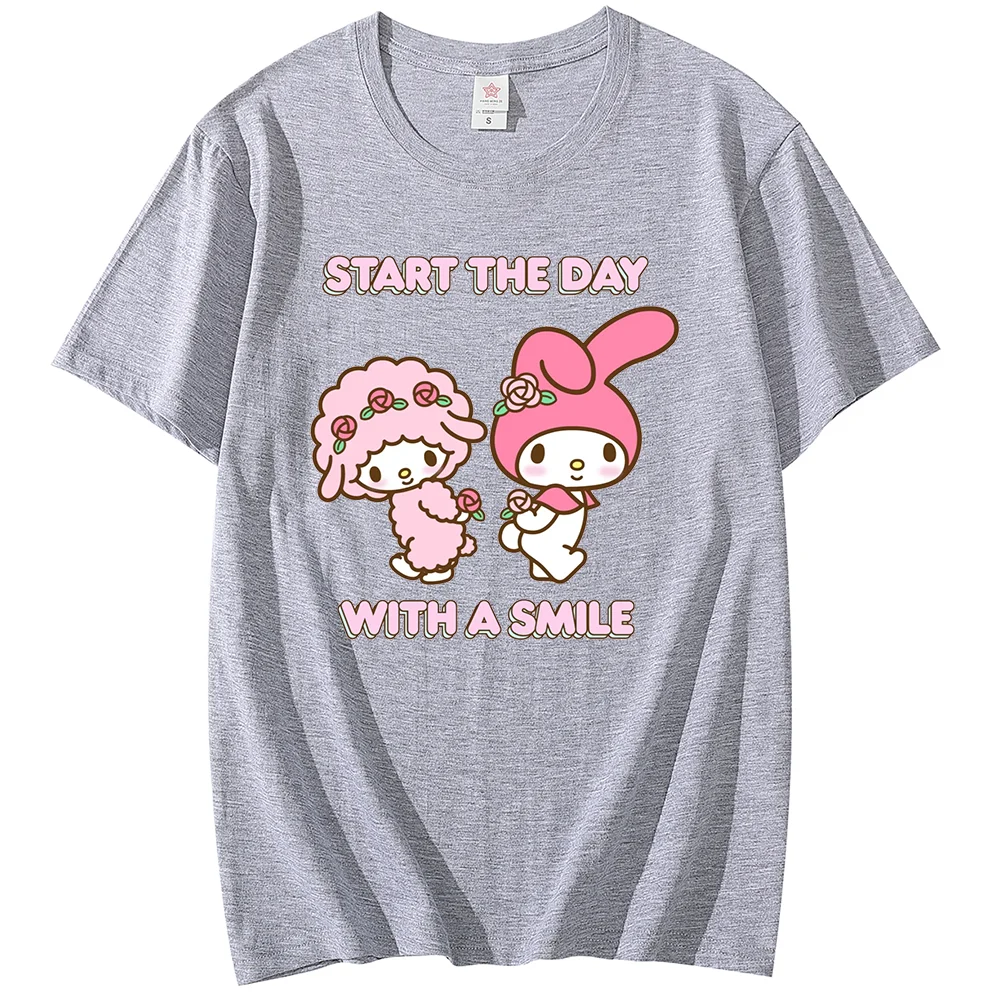 Sanrio Kawaii My Melody Printed T-shirt Street Sports Leisure Couple Student T-shirt