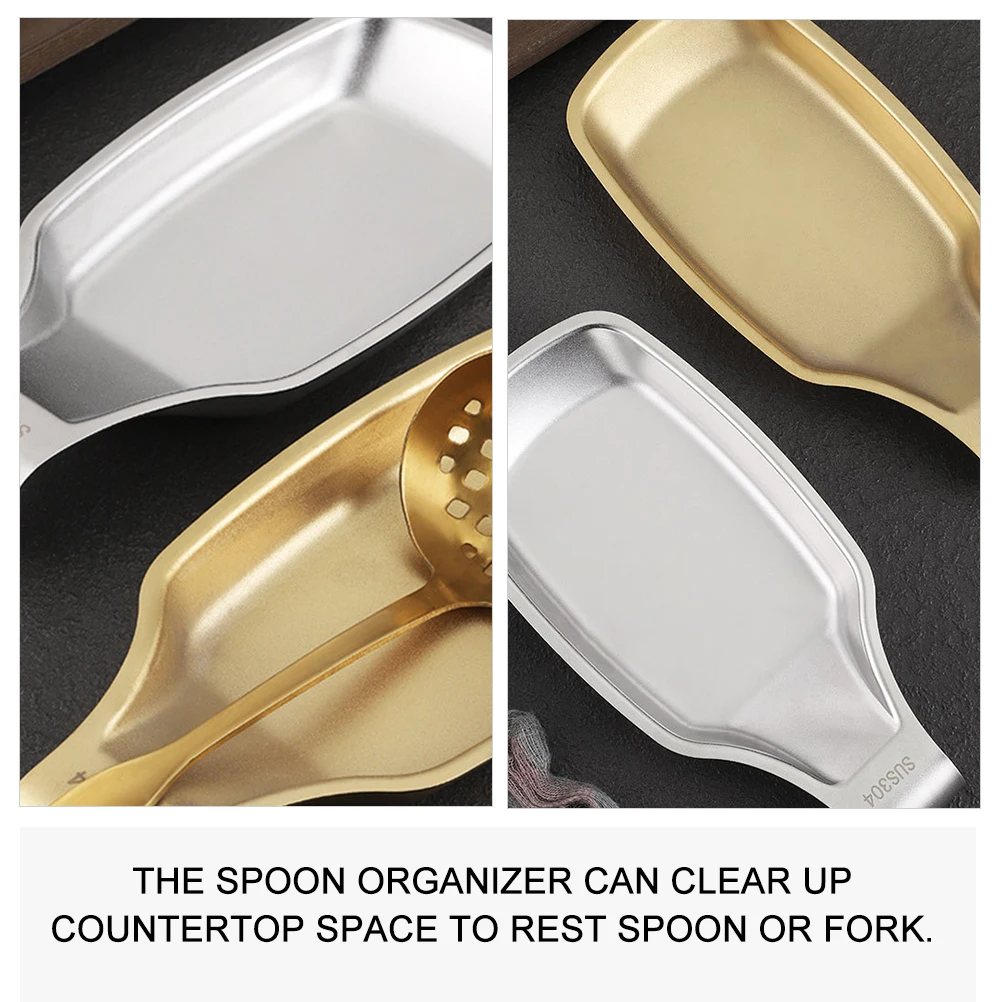 

Stainless Steel Spoon Rest Ladle Holder Kitchen Utensil Organizers Silver Color Modern Design Non Slip Soup Scoop Stand