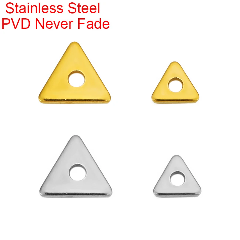 30pcs 4 5 6 8 mm Stainless Steel Spacer Beads PVD Never Fade Triangle Flat Thin Bracelet Beads Necklace Findings Jewelry Making