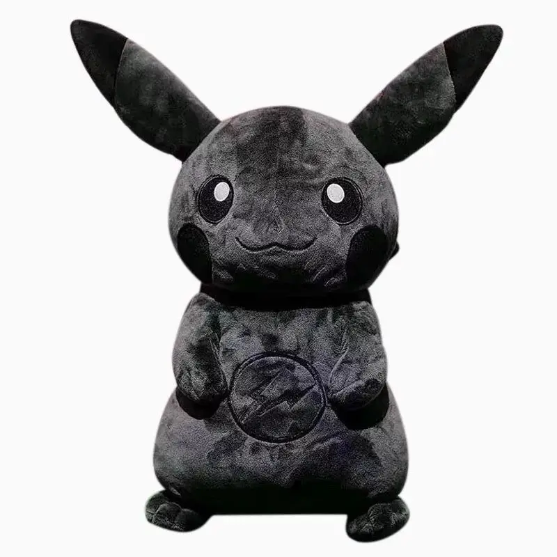 Pokemon X Fragment 30CM Anime Character Dark Pikachu Doll Kawaii Pop Doll Black Pikachu Pillow Birthday Gift Female