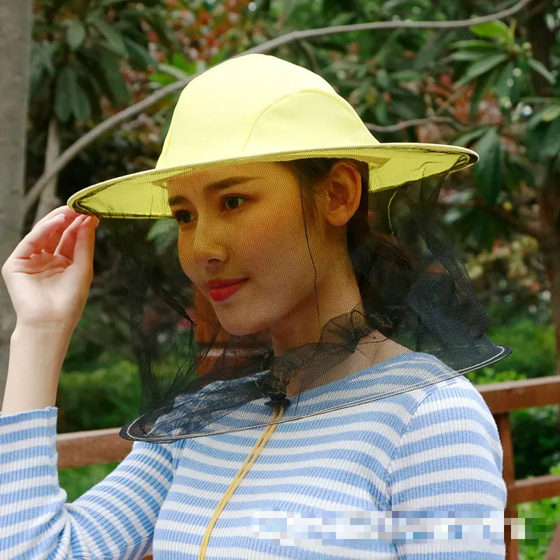 1PCS New Beekeeping Cap Camouflage Anti-Bee Cap Breathable Shade Yellow Bee Cap Beekeeping Tool