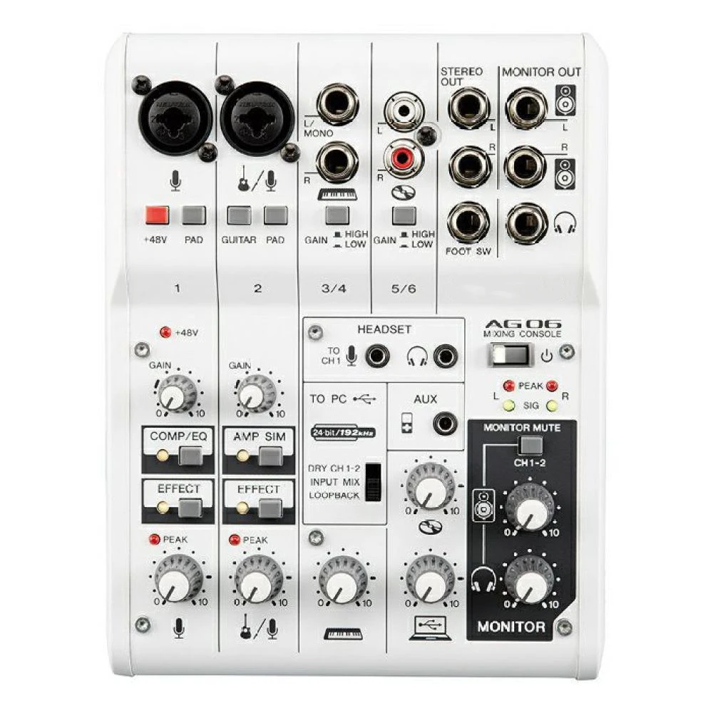 Mezclador de Audio Profesional AG06 de 4 Canales con 99 Efectos DSP para Grabación y Transmisión en Vivo para Iluminación de Audio y Video Profesional