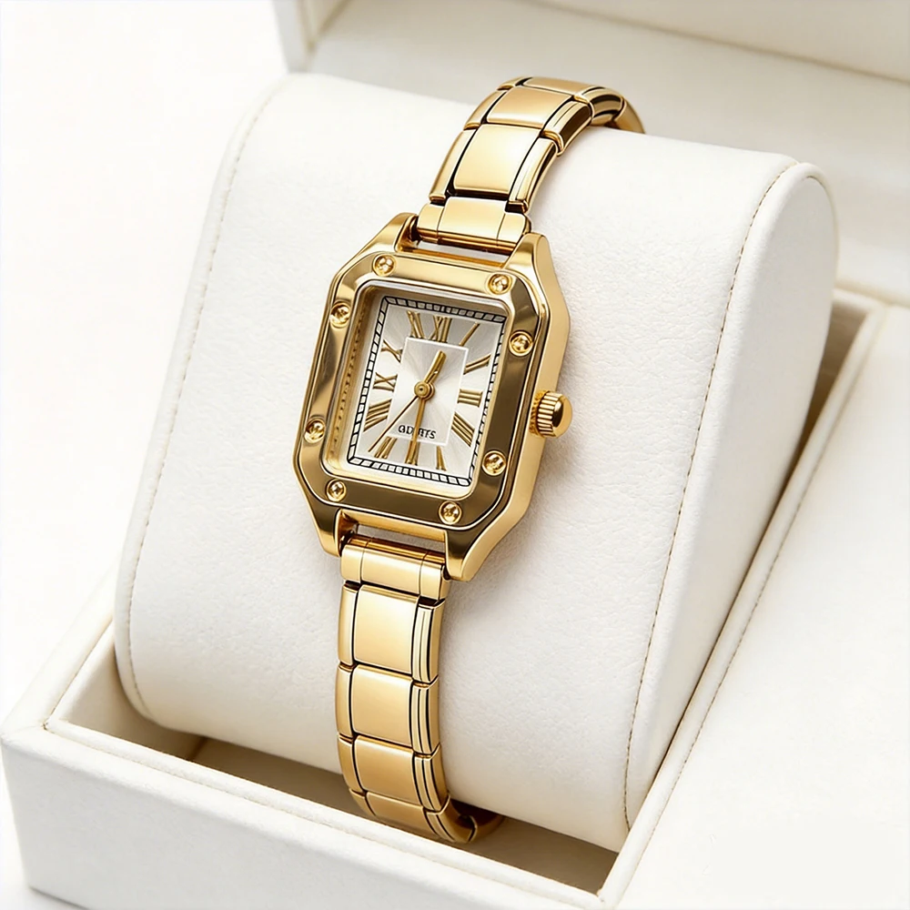 New Fashion Gold Square Men Women's DIY 9mm Width Italian Charm Stainless High Quality Watch Bracelet Bangle Jewelry Watch Head