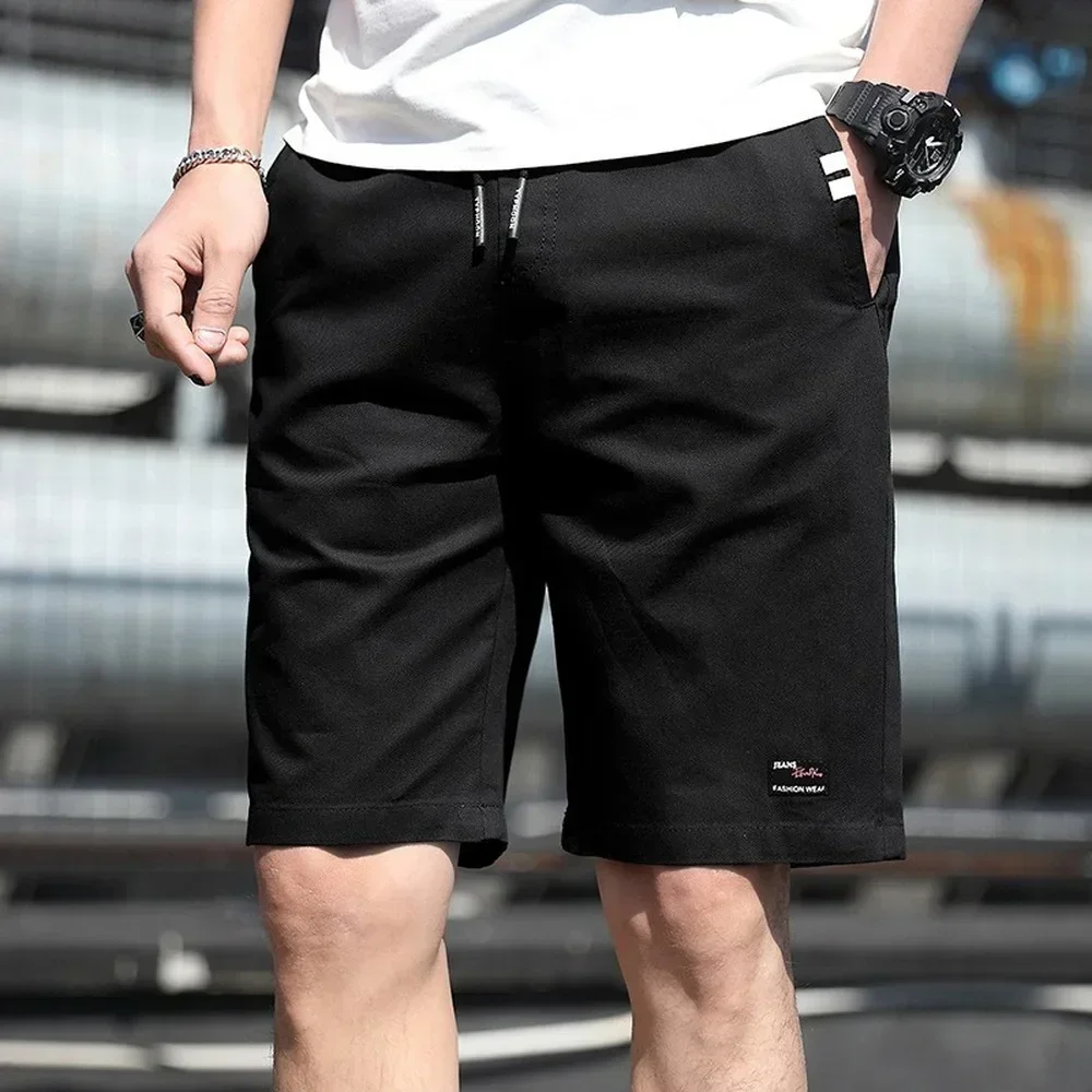 Summer Shorts Men Casual White Shorts Solid Color Elastic Waist Bermudas Male 2024 Trends Men Trousers Pure Cotton