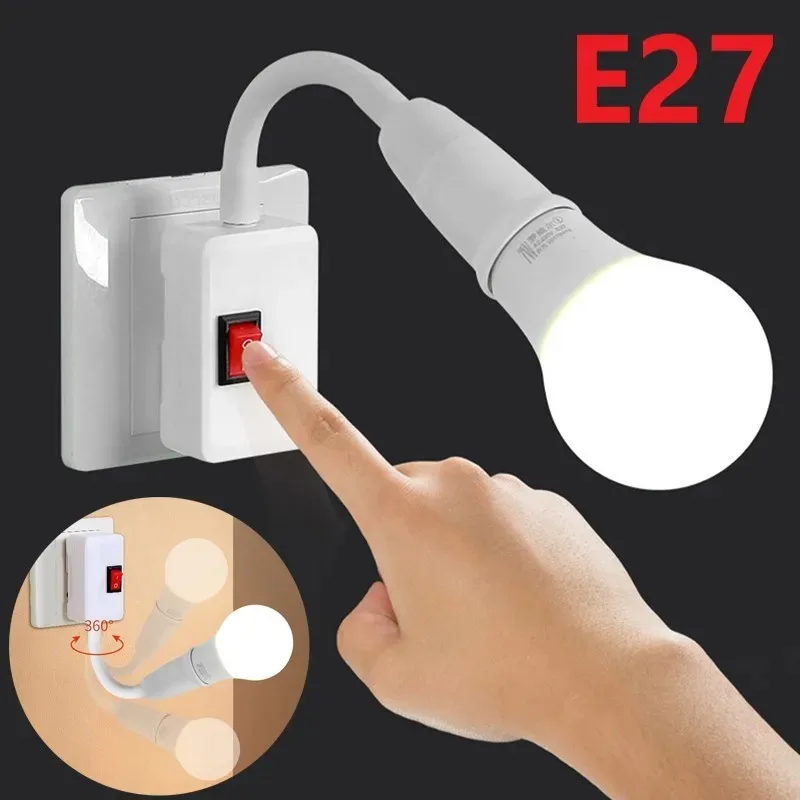 

Direct Plug-in Rotary Lamp Head E27 Socket Lamp Bulb Holder with Switch EU US Plug Lamp Holder LED Table Lamp Led Base Lamp Base