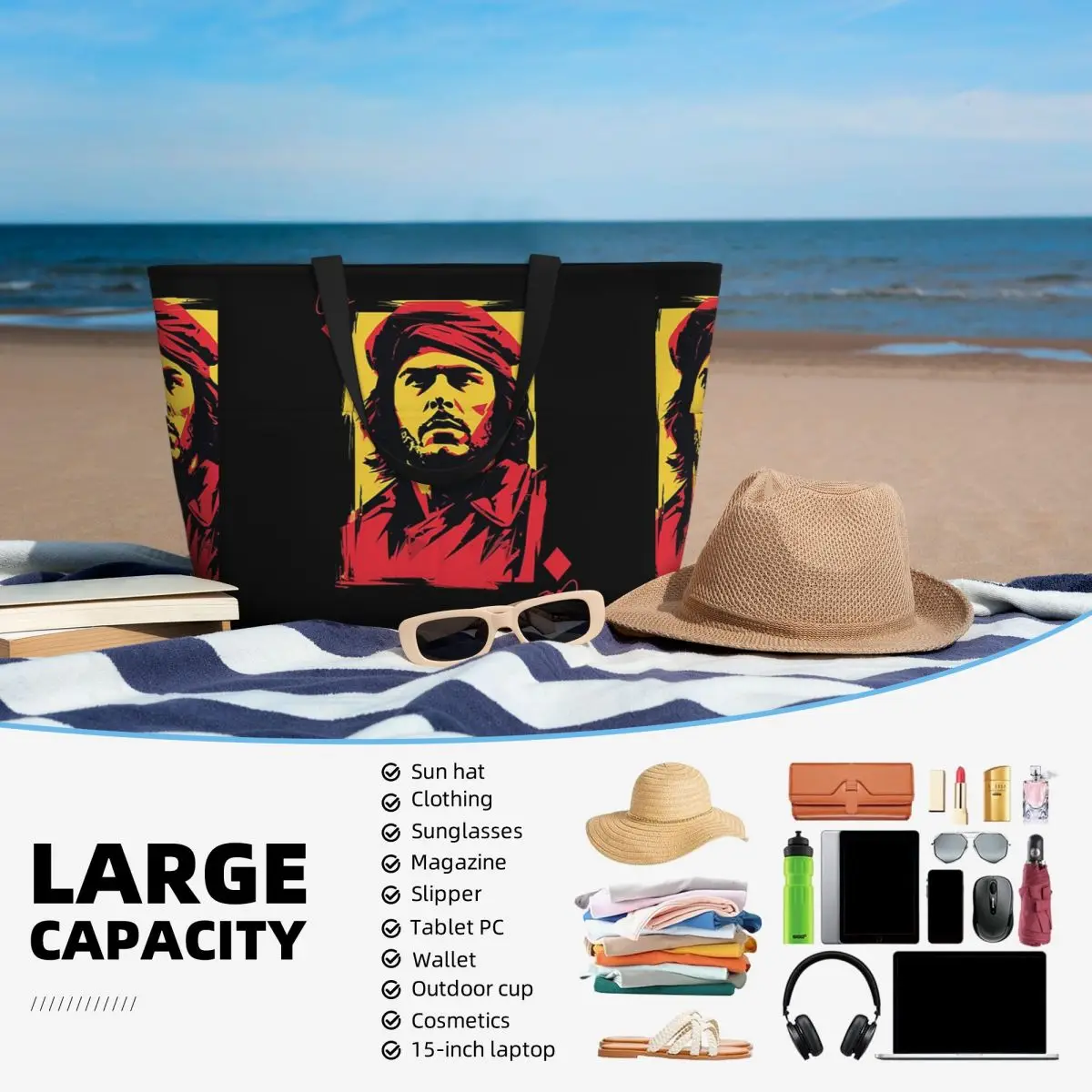 Che Guevara bolso de mano de playa deporte gimnasio Yoga Duffle bolso de mano grande bolso de viaje para mujer bolso de Fitness