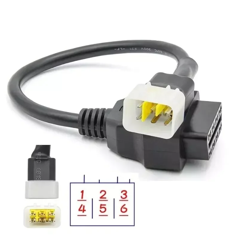 Diagnostics 6 Pin To OBD2 16 Pin Adaptor OBD Diagnostic Cable For DELPHI ECU For Benelli Motorcycle Fault Detection Connector