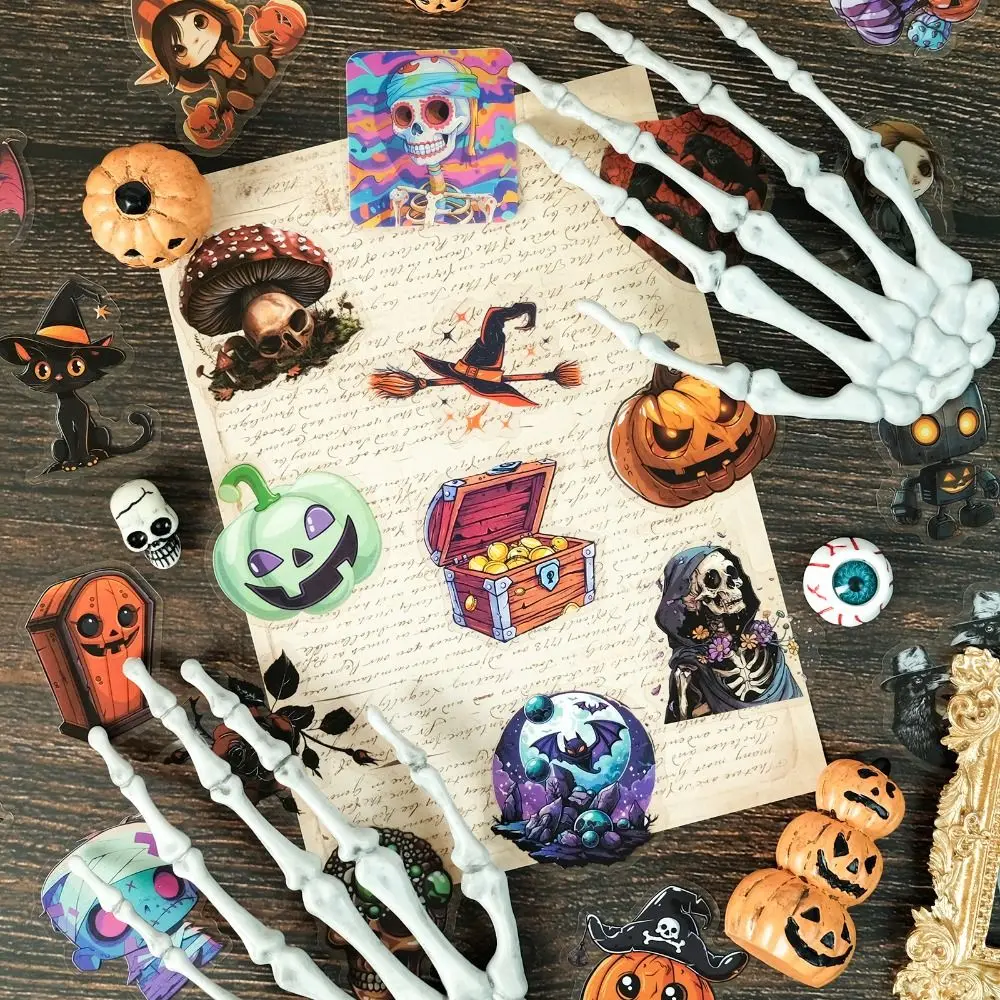 50pcs/set Decorative Decals Halloween Stickers Waterproof Party Decor DIY Pumpkin Witch Stickers Fesitival DIY Guitar