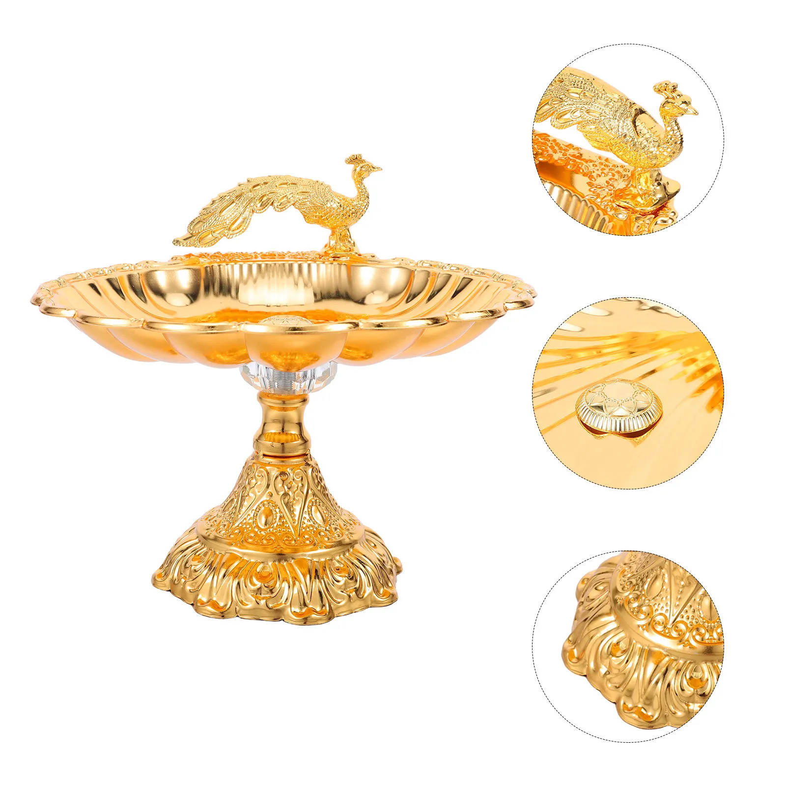 Metal Peacock Fruit Serving Tray Vintage European Style Candy Dish Dessert Bowl Cookie Storage Bowl Party Snack Plate Kitchen