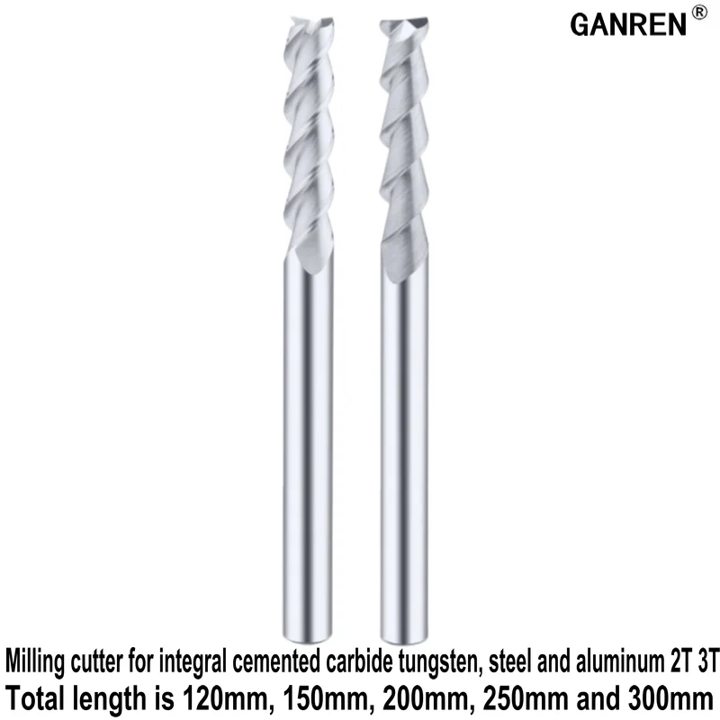 

Special Flat-bottom Milling Cutter For Integral Cemented Carbide Aluminum Length 200 250 300 2T 3T Double Ligament Wolfram Steel