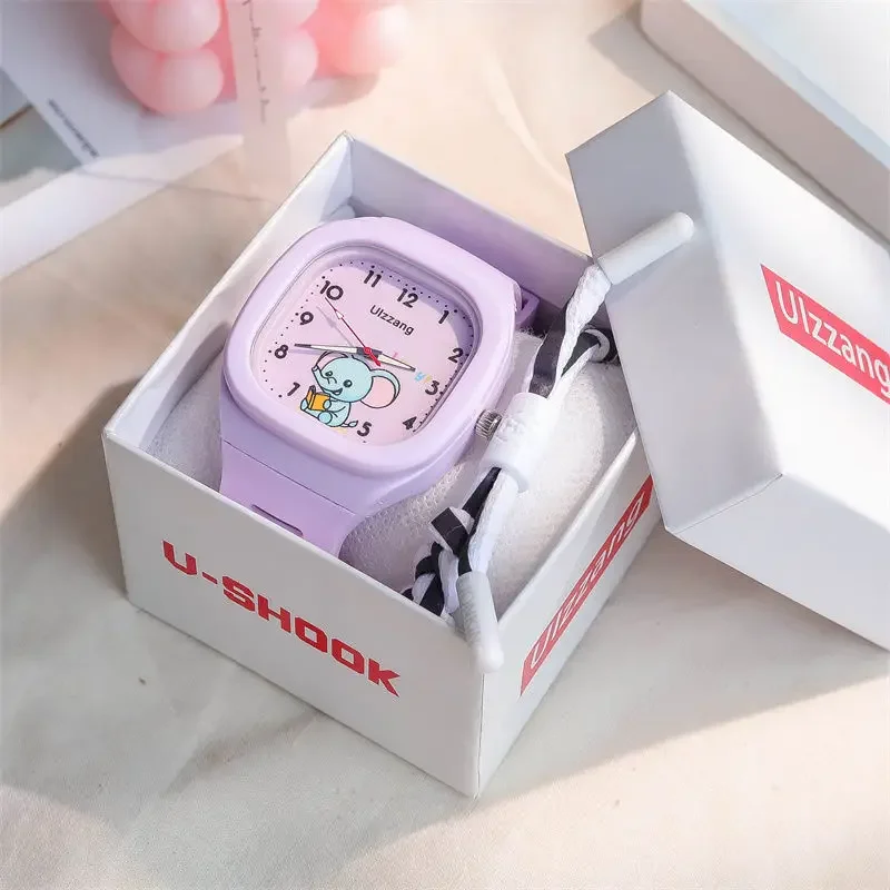 2024 Without box Cute Silicone Popular Watch Trend Style Luminous Sports Student Square Strap High Aesthetic Watch