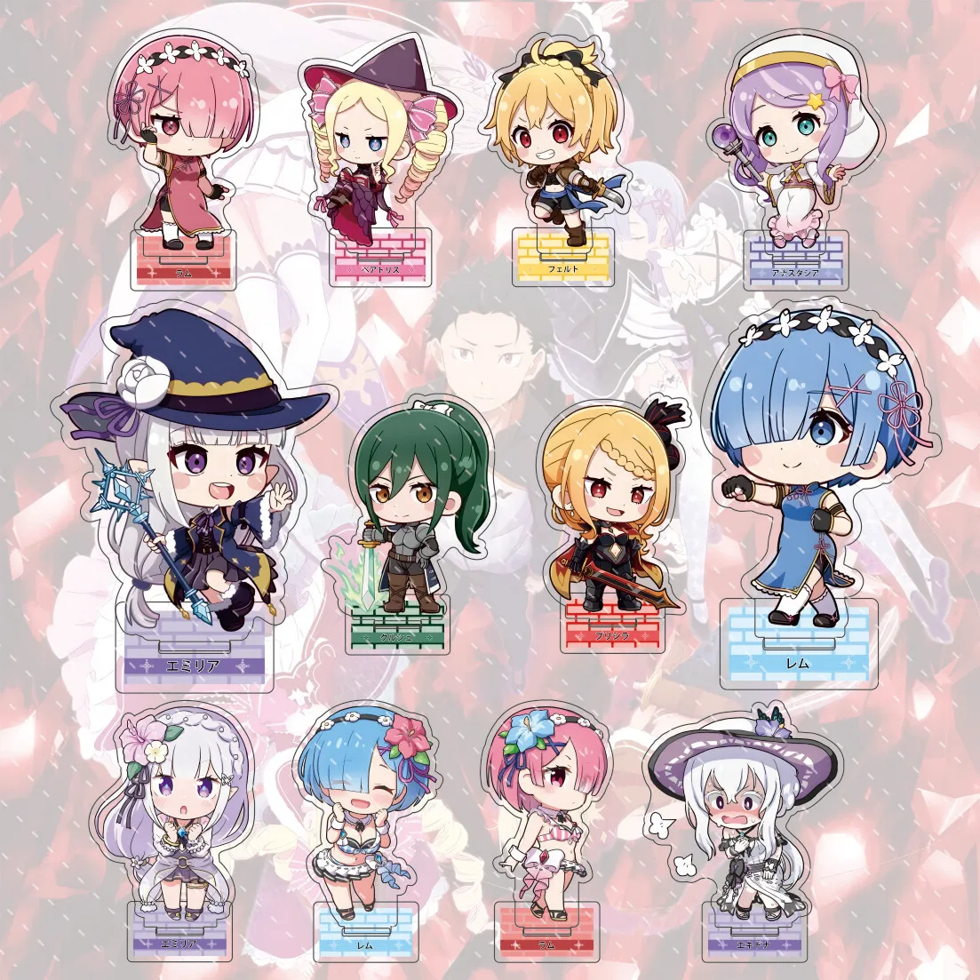 Anime Re:Zero 10cm Q version personnage mignon Emilia Rem Ram Beatrice feutre modèle debout décoration de bureau collection cadeau