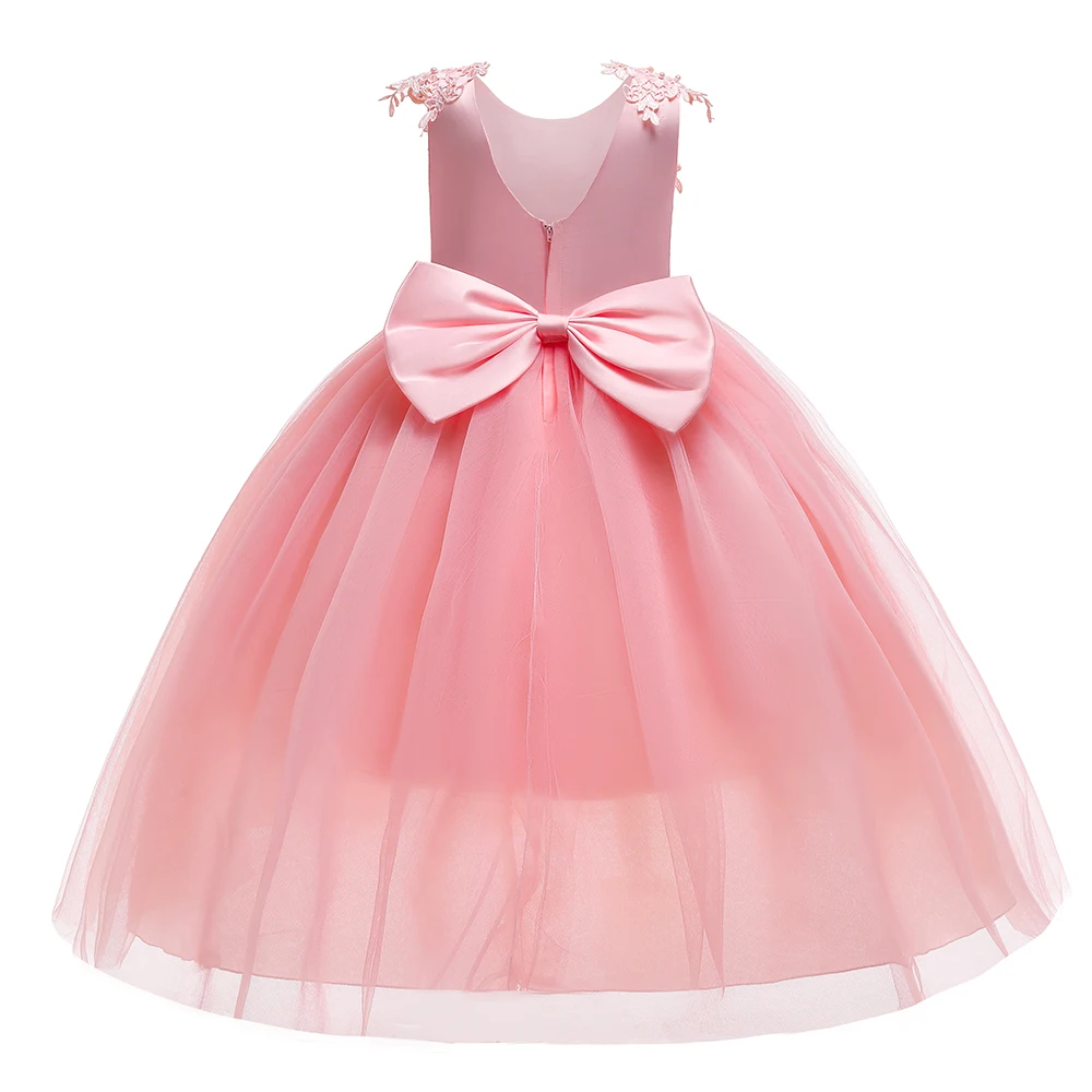 Summer Flower Bridesmaids Girls Dress Vestido Elegant Baptism Wedding Princess Prom Party Dresses For Girls Bow Birthday Costume view 2