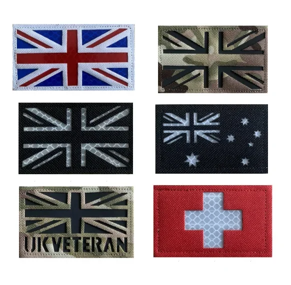 Infrared Reflective Union Jack Tactical Patch Camo British Flag IR Magic Stickers UK Veteran Morale Badge Switzerland Flag Patch