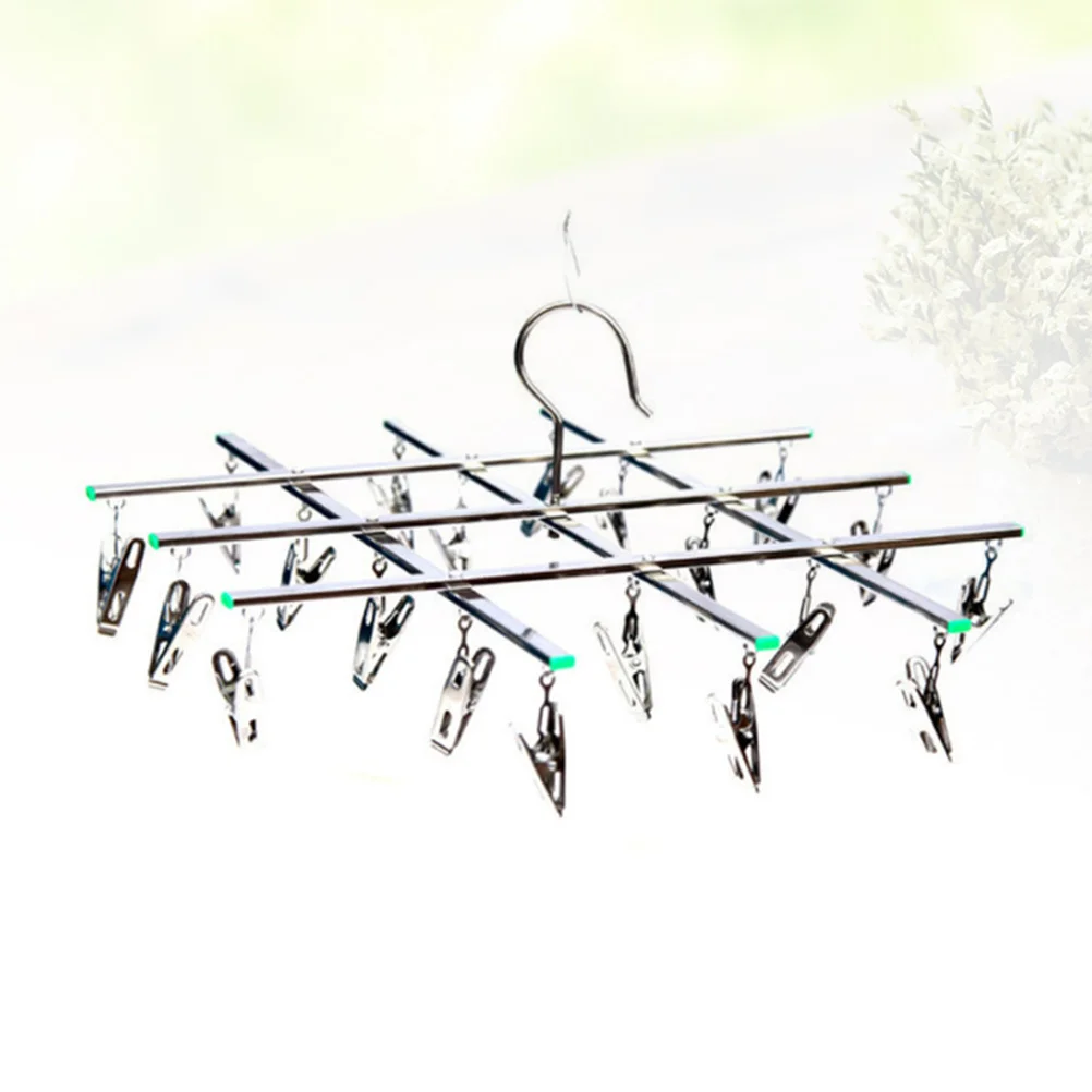 

Metal Circular Sock Rack 20 Pegs Windproof Space-Saving Round Laundry Hanger Clothespin With Swivel Hooks
