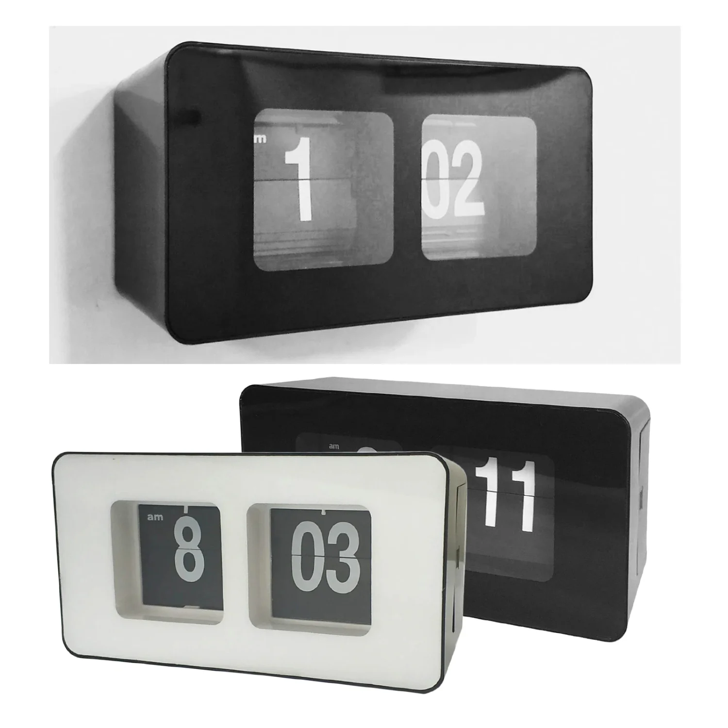 Auto Flip Clock Vintage Alarm Table Desk Tube Smart Light Clock