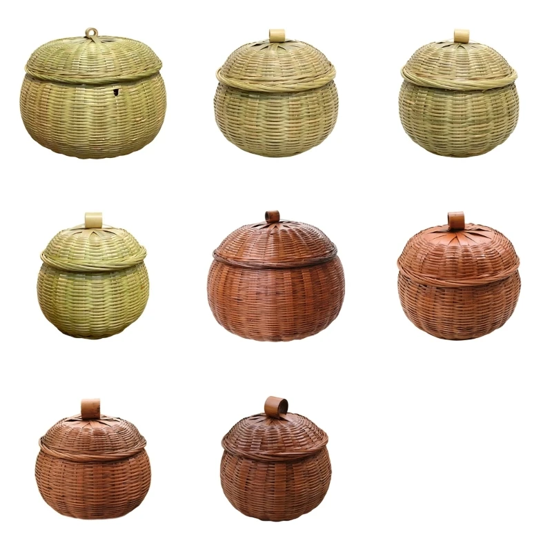 F26C Multipurpose Covered Counter Storage Basket with Lid, Round Basket for Garlic, Potatoes and Small Produce on Kitchen