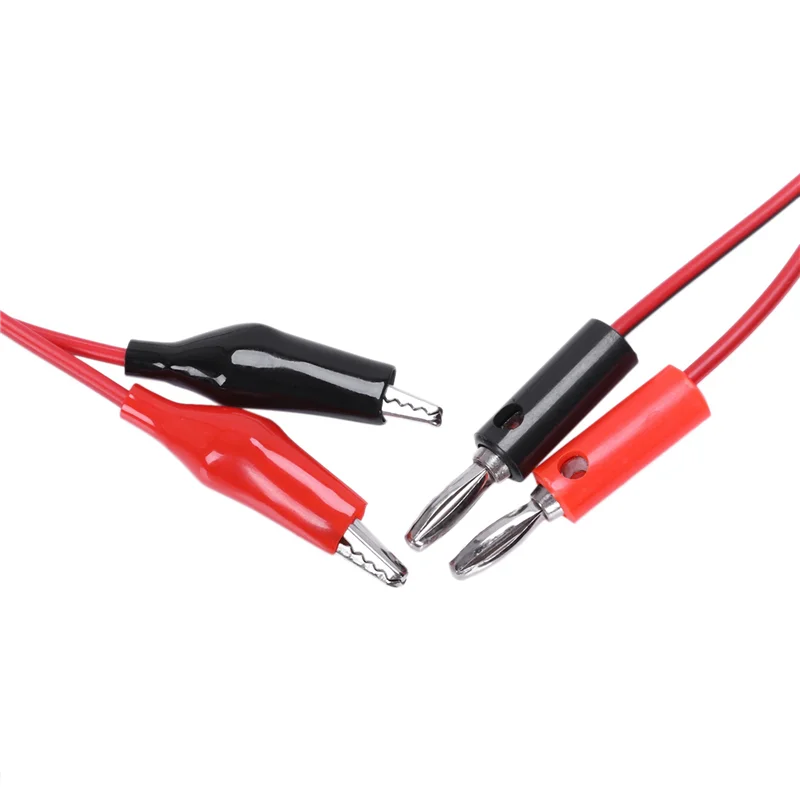 【Superdeals】6X Dual Crocodile Clips Banana Plug Male To 2 Test Leads Black And Red Cable