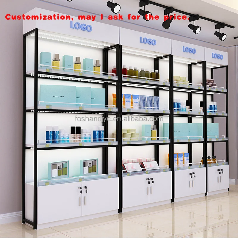 

Изготовленная на заказ. Легкая стальная деревянная витрина. Удобство и косметические магазины. Продуктовые полки.