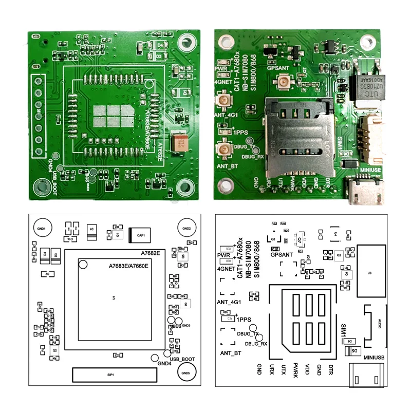 لوحة تطوير SIMCOM A7680C LTE CAT1 وحدة suporrt صوت GNSS اختياري A7680C-LANS لوحة أساسية مع هوائي FPC