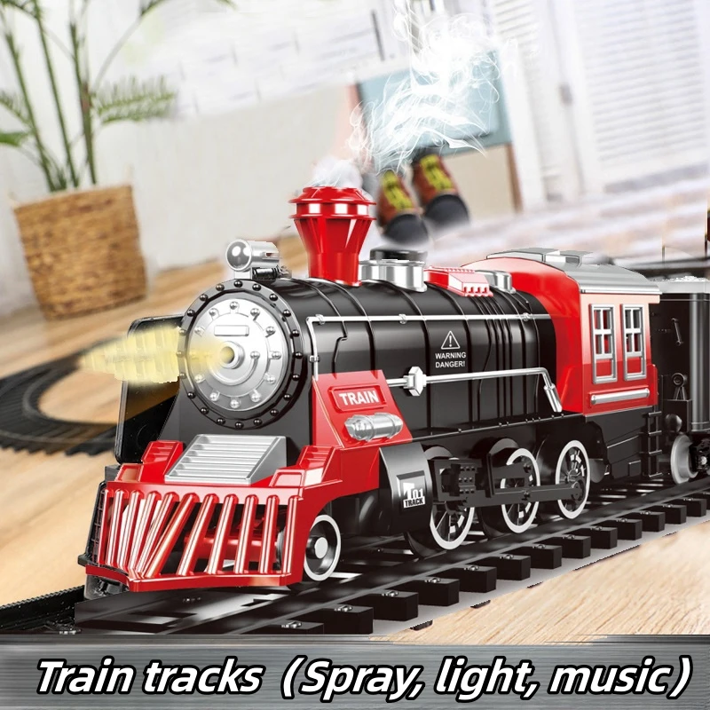 Kids Electric Steam Train Toy Rail High-Speed Rail Parking Lot Model Family Reunion Party Game Boy EMU Birthday Gift