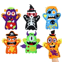 Halloween Hand Puppet for Kids, Cartoon Doll, Non-Woven, Artesanato, Artesanato, Brinquedos Artesanais, Jardim de Infância, Kits Artesanais, DIY, 3 peças