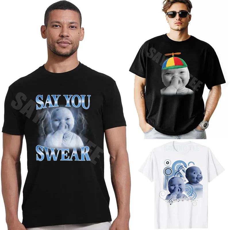 

Tuff AI Niche Baby Holding Laugh Meme in Propeller Hat T-Shirt Holding Back A Laugh AI Baby Say You Swear Laughing Saying Tee