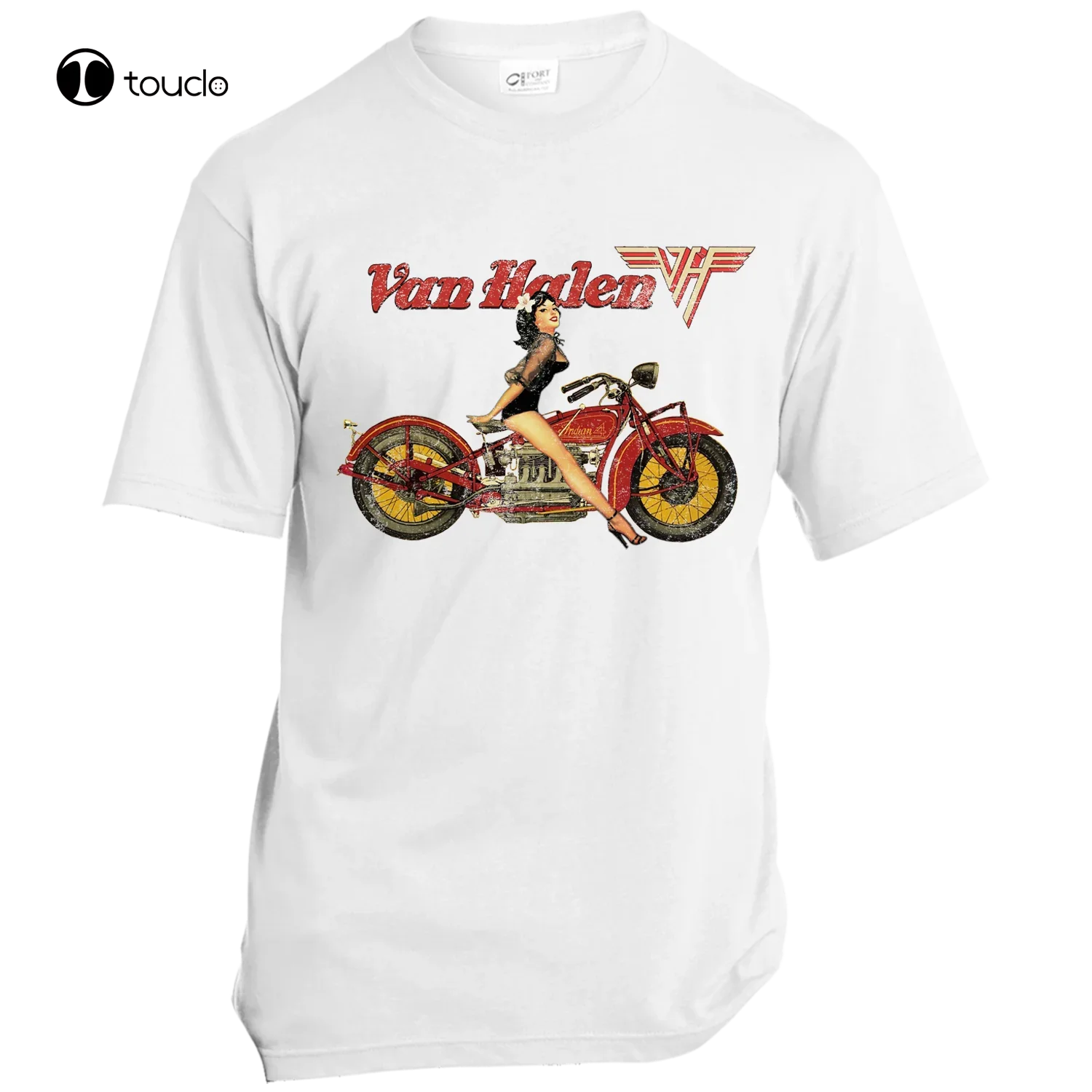 Vintage Van Halen World Tour 2012 Motorcycle Pinup Girl Funny T-Shirt Size S-3Xl Tee Shirt Custom aldult Teen unisex unisex