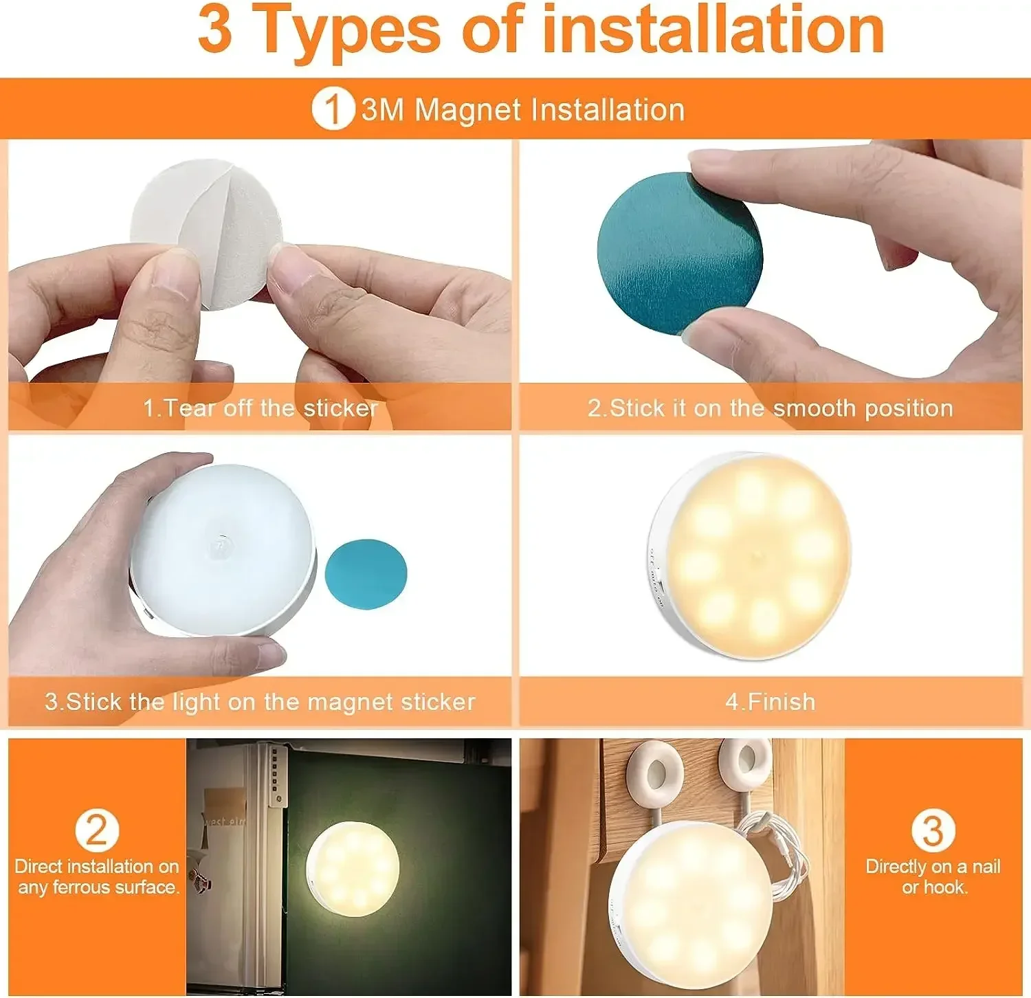 LED Touch Night Light 500mAh Battery USB Rechargeable Wireless Led Lamp Magnetic For Bedroom Bedside Table Lighting