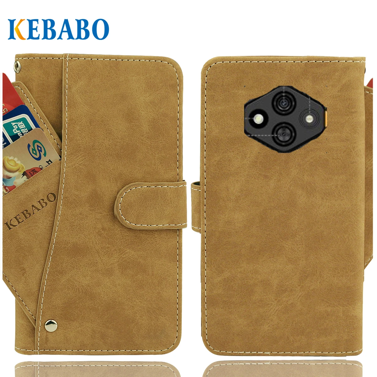 Vintage Leather Wallet Ulefone RugKing 3 Pro Case 6.56" Luxury Card Slots Slip-resistant Cover Phone Protective Cases Bags