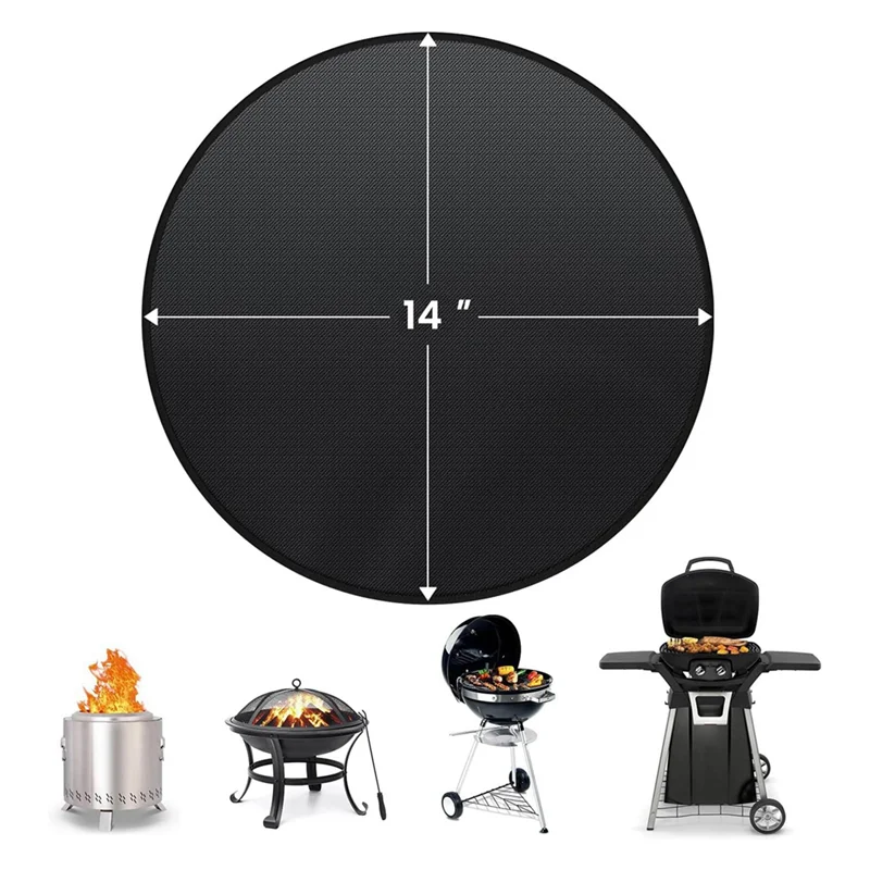 AT28-Fire Pit Mat For Solo Stove Bonfire Round Fireproof Solo Stove Mat Round Fire Pit BBQ Mat For Under Grill Mat 14 Inch