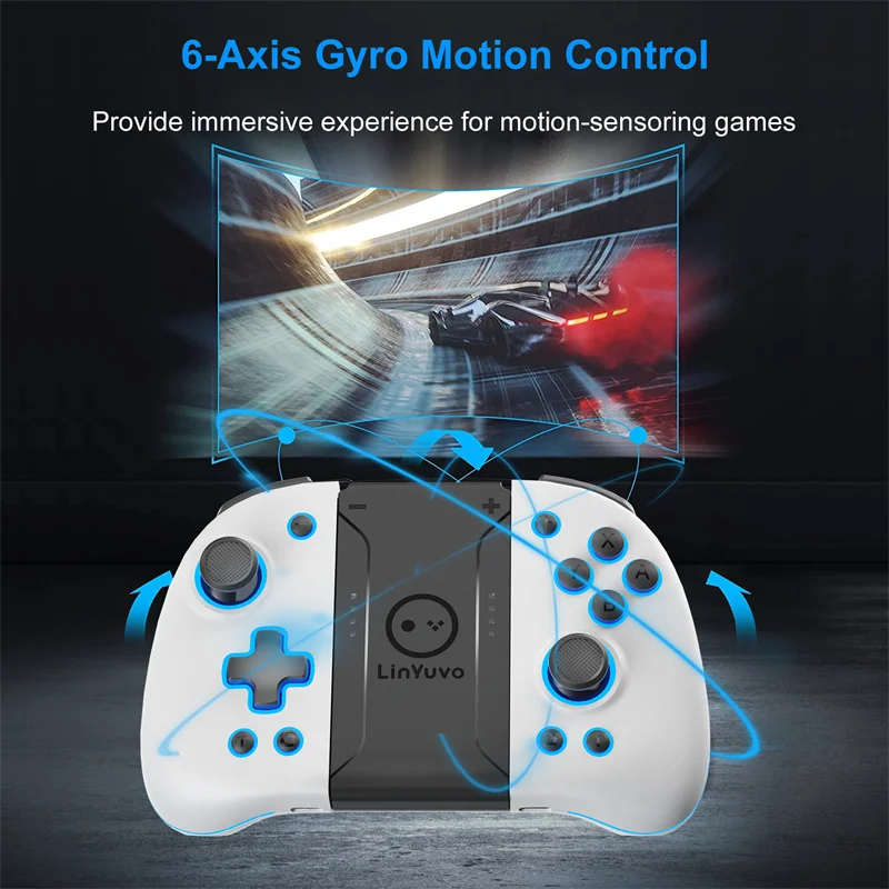 LinYuvo KS47 Joypad Pro Controller, untuk saklar Auto Fire Bluetooth Turbo Function Pro Controller untuk Nintendo Switch/OLED