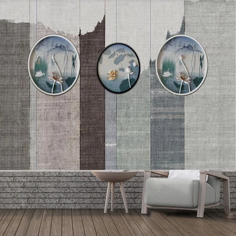 Modern Minimalist Textured Three-Dimensional Lotus Flower Beautiful Luxury Romantic TV Bedroom Screen Pattern Poster Sticker