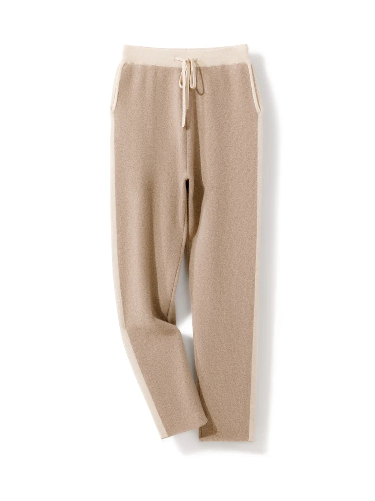 100% cachemire pantalon hommes épais décontracté crayon pantalon automne hiver cordon taille élastique pantalon mode Sport tricoté pantalon
