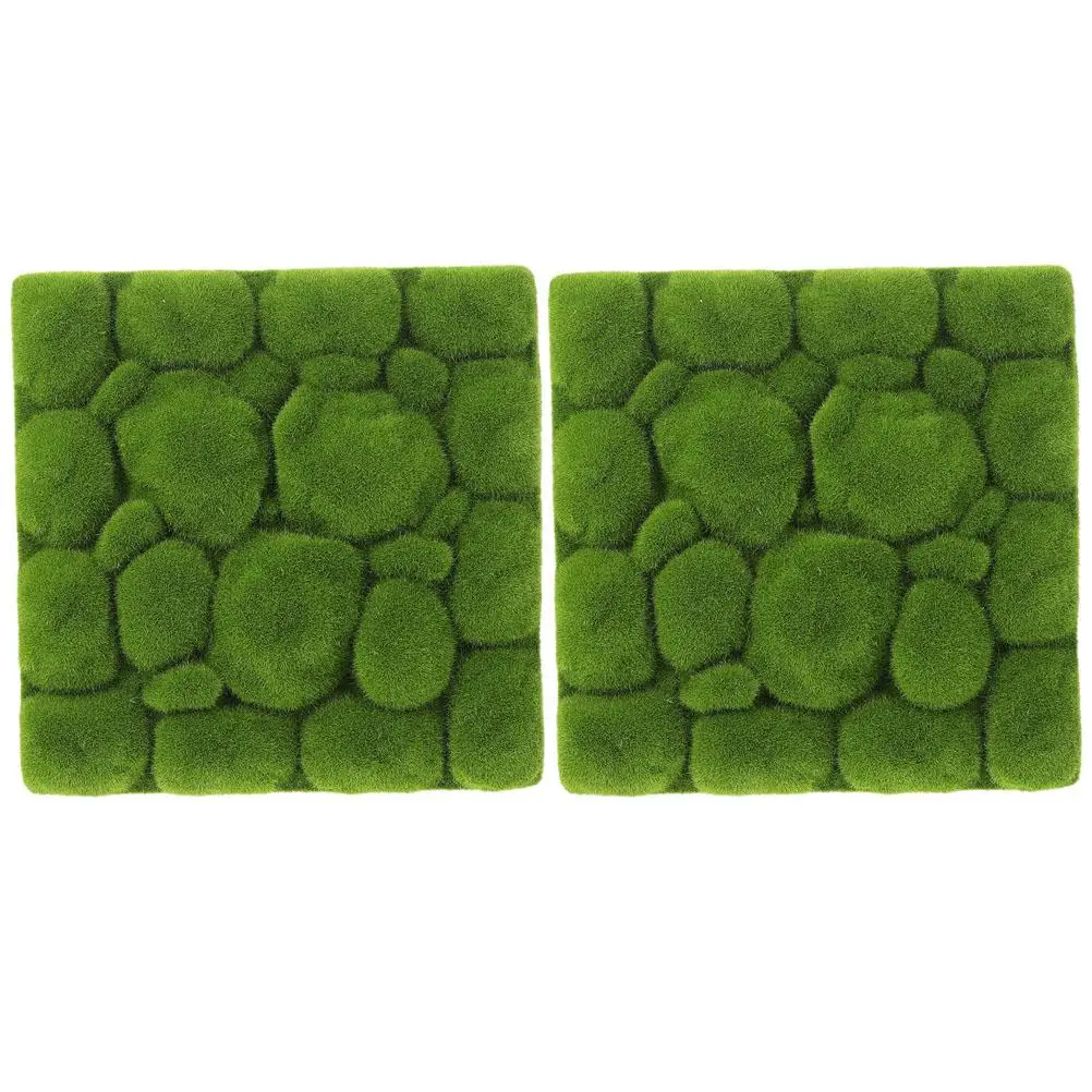 2 Pcs Plants Artificial Moss Board Faux Panel Wall Ornament Foam Mat Fake Micro Scene