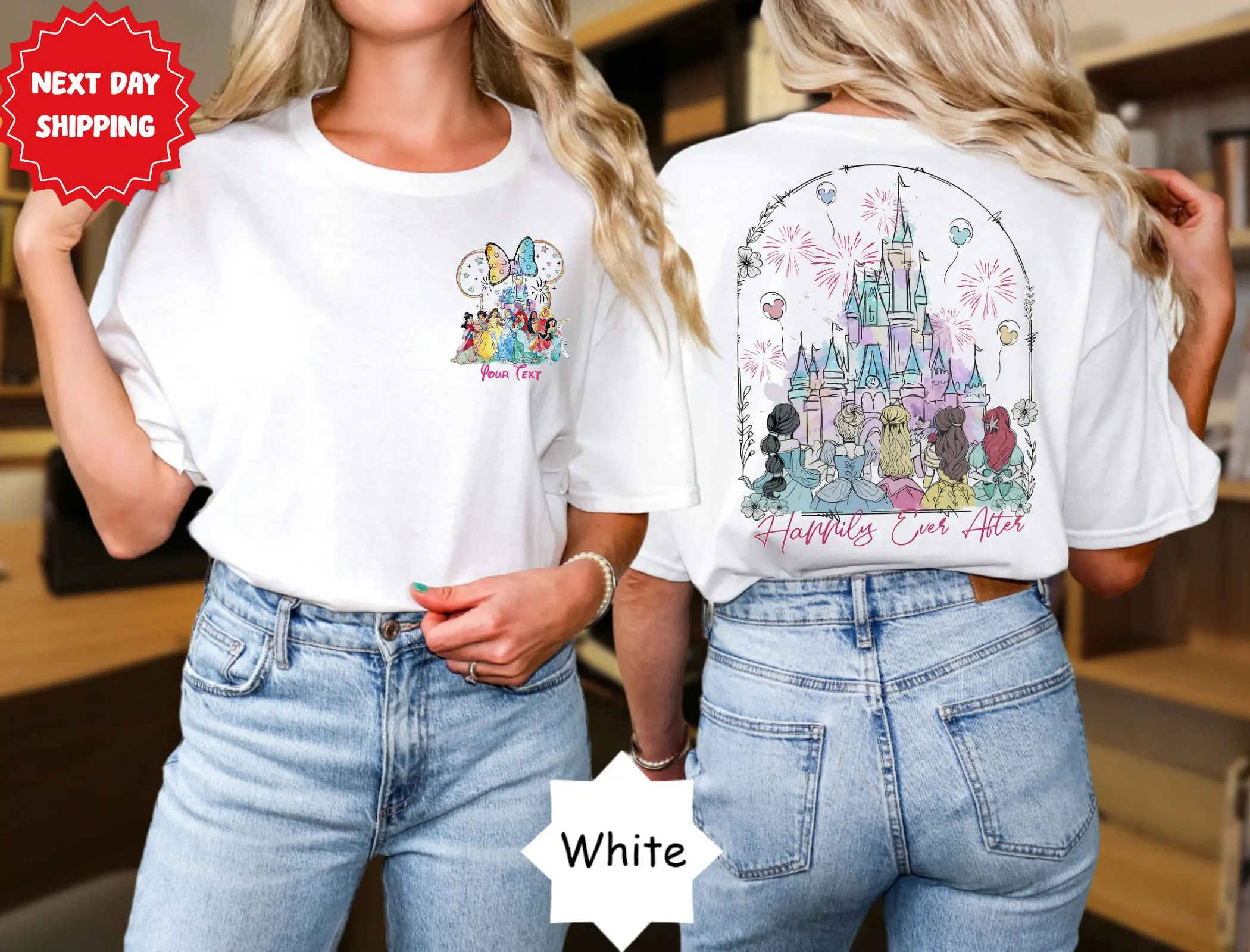 

Принцесса Счапием Ever After Рубашка Акварель Диснейленд Рубашка принцессы Диснейленд Замок Лучшие друзья Подарок