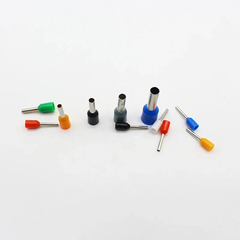 100pcs/Pack E0508 E7508 E1008 E1508 E2508 Insulated Ferrules Terminal Block Cord End Wire Connector Electrical Crimp Terminator