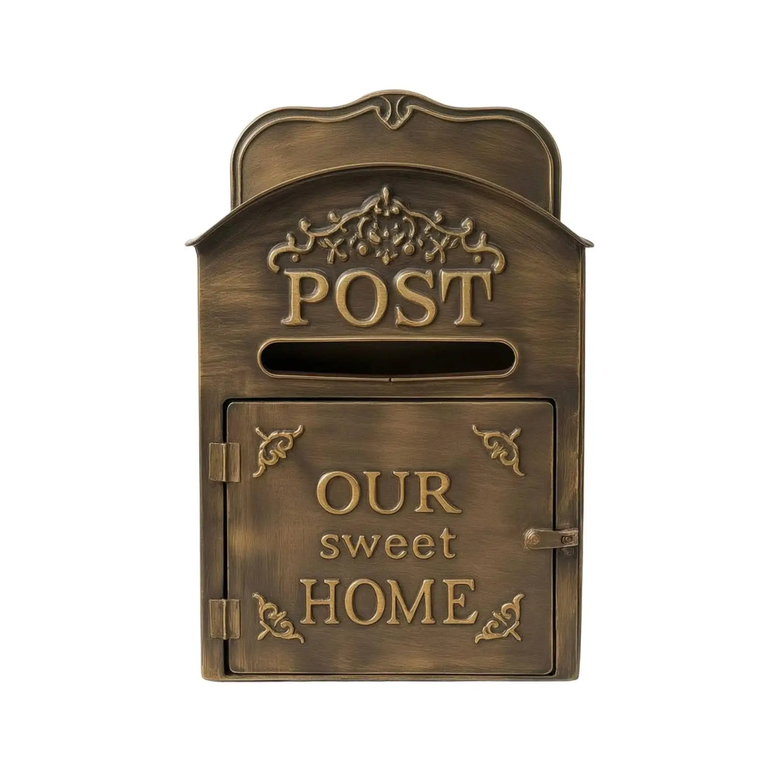 Vintage Mailbox Ornamental Mailbox with Latch Decorative Wall-Mounted Letterbox for Homeowners, Courtyard, Entryway