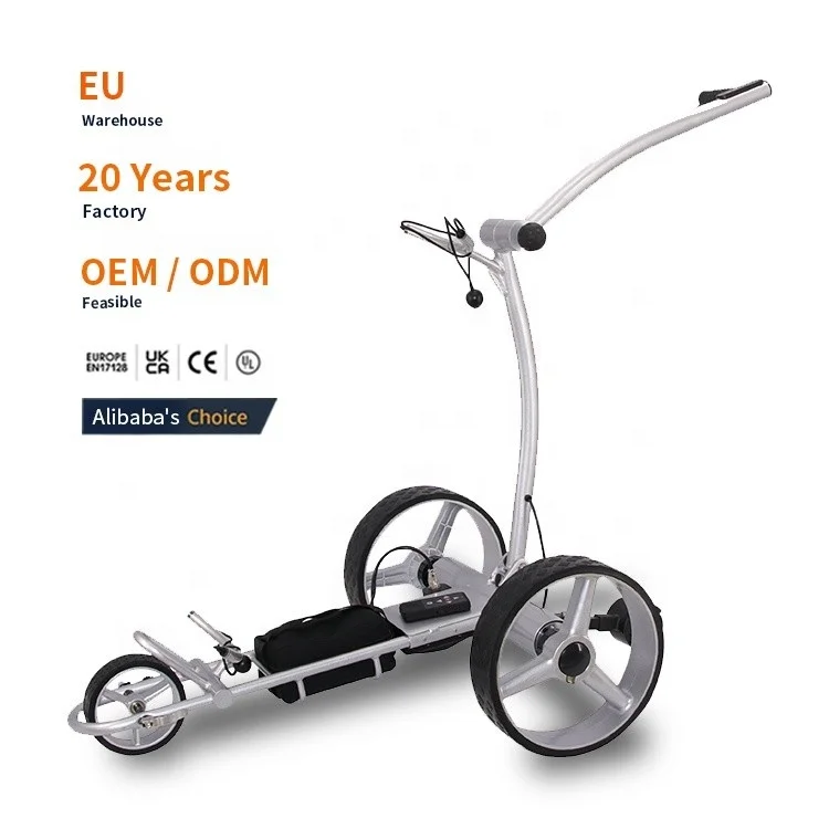 UK Europe Warehouse DDP In Stock Professional Foldable 3 Wheel Electric Golf Trolley With Remote Control