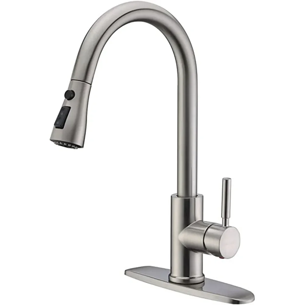 

Single Handle High Arc Brushed Nickel Pull Out Kitchen Faucet Kitchen Sink Faucets with Pull Down Sprayer