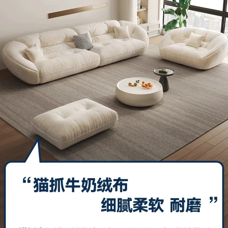 Cat scratching fabric sofa modern simple household living room small apartment milk fleece straight row new sailing sofa