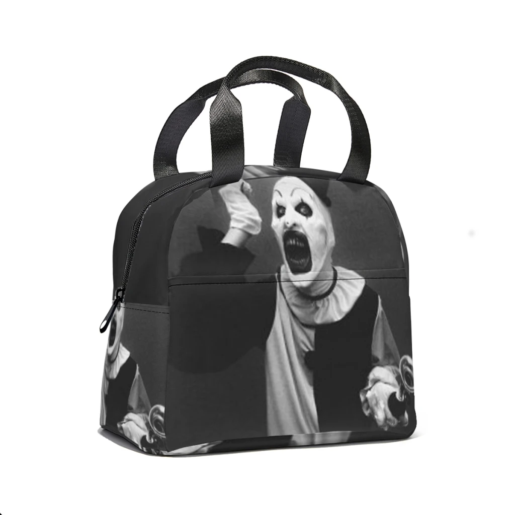 Terrifier art the clown horror Portable Lunch Bag Food Thermal Box Durable Cooler Lunchbox with Shoulder Strap Picnic Bag Office