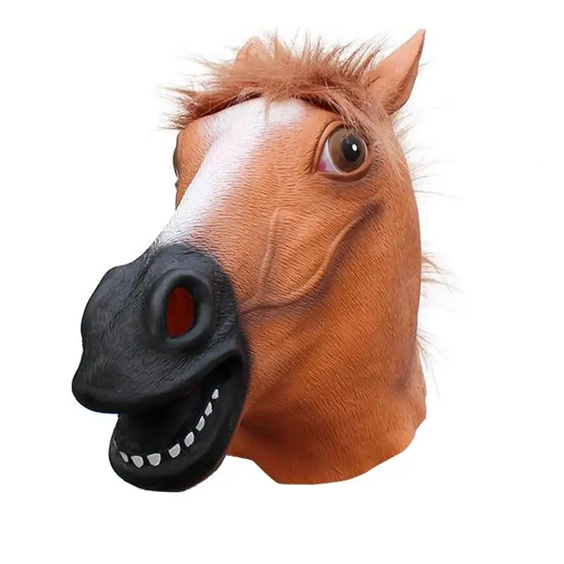1 Stück Tier-Pferde-Terror-Maske DIY-Dekoration Pferdekopfmaske Cosplay-Kostüm Party Lustige Halloween-Kopfbedeckung – Detail 6