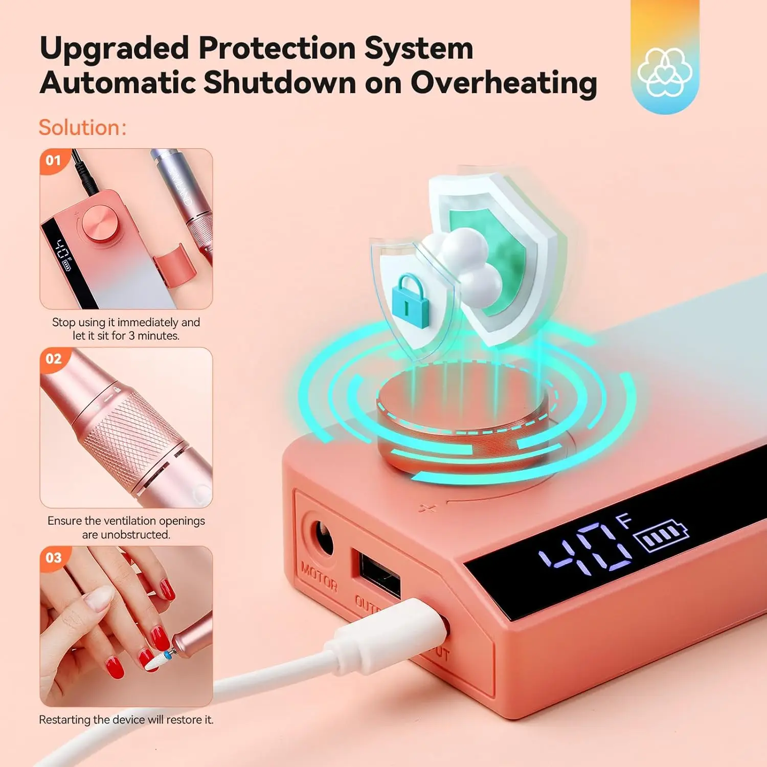 Kit Professionale per Unghie Elettrico: 40000 RPM, Macchina Portatile per Manicure e Pedicure con Colori Sfumati per Uso Professionale