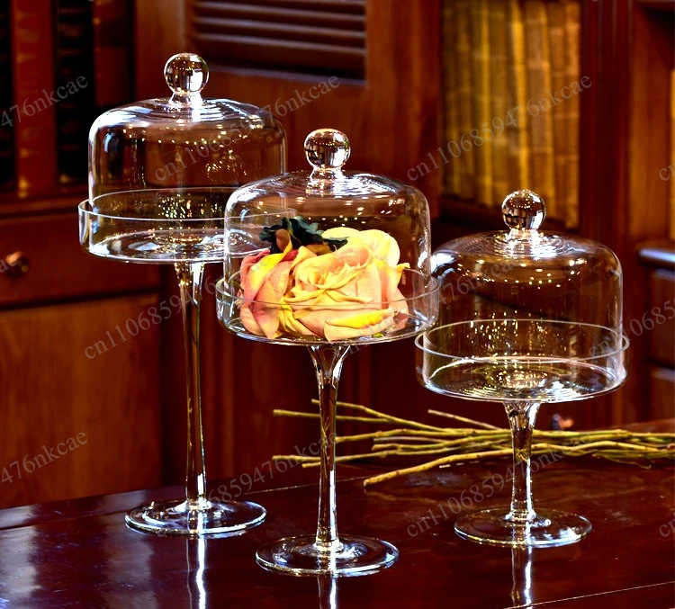 

Creative transparent glass cake tray dust cake cover high wedding decoration dessert table home ornament