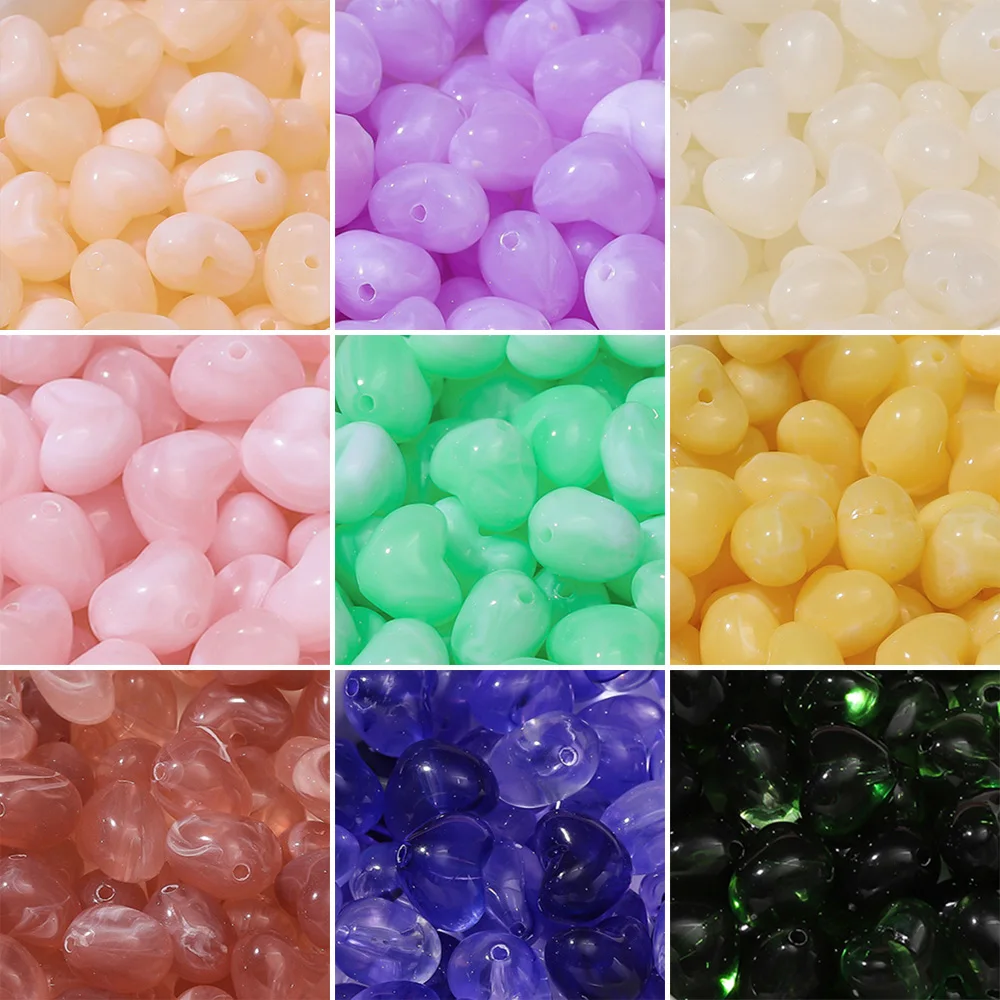

20Pcs 10*13mm Acrylic Imitation Stone Heart Beads for Jewelry Making DIY Bracelet Necklace Accessories
